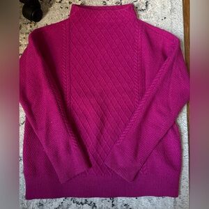 Ann Taylor Magenta Cowl Neck Sweater